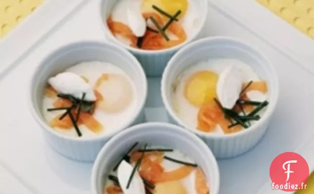 Oeufs En Cocotte Au Saumon Fumé Et Crème De Raifort