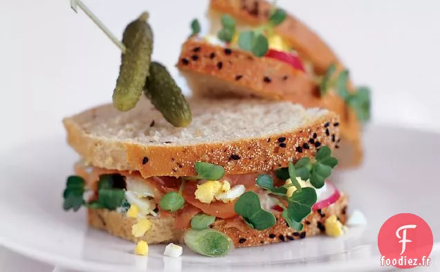 Sandwichs au Saumon Fumé et aux Œufs Hachés