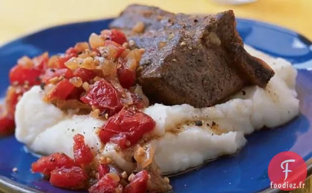 Côtes Levées Braisées au Balsamique avec Purée de Pommes de Terre au Raifort