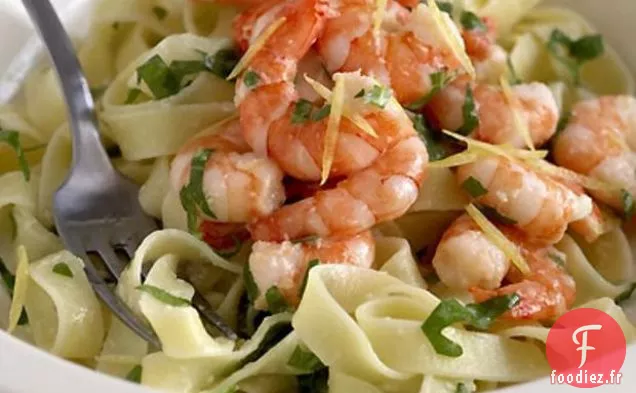 Crevettes Au Citron Et Raifort Avec Fettucini