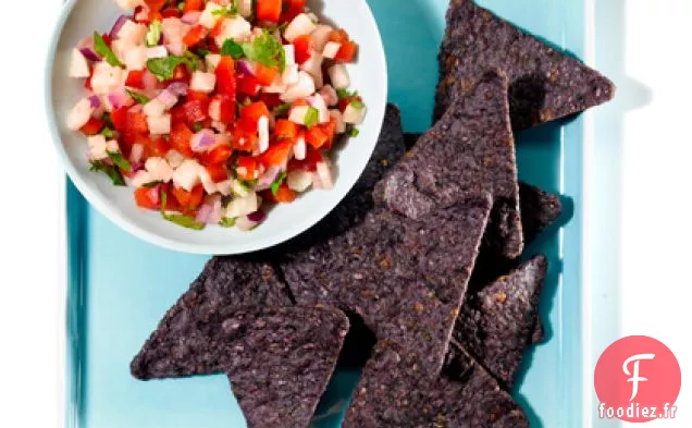 Salsa De Jicama Croquante Aux Croustilles De Maïs Bleu