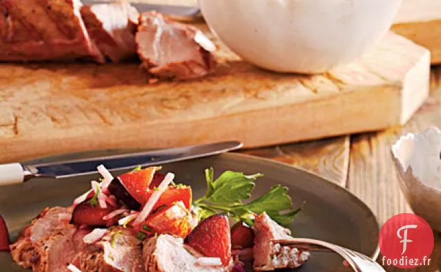 Filet de Porc Saumuré à la Prune et à la Relish de Jicama