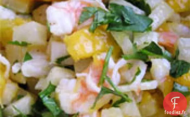 Dîner ce soir : Salade de Crevettes, Jicama et Mangue