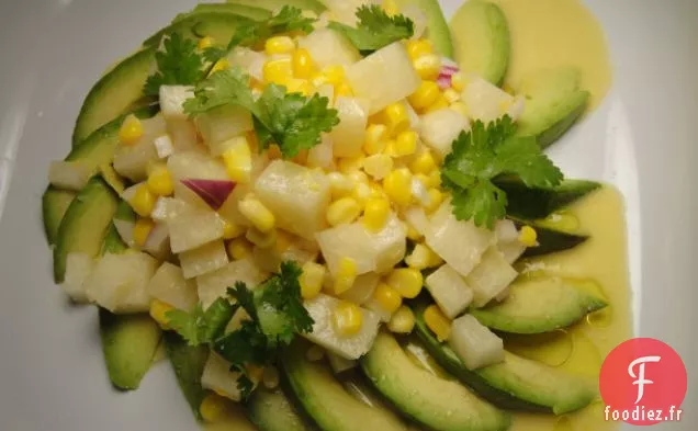 Cuisinez le livre: Jícama - Salade d'Avocat avec Vinaigrette aux Agrumes