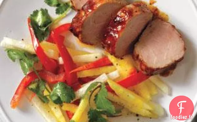 Filet De Porc Glacé À La Salade D'Ananas