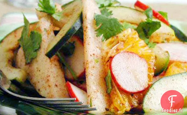 Apéritif Jicama Rustique au Chili Rouge et Citron Vert