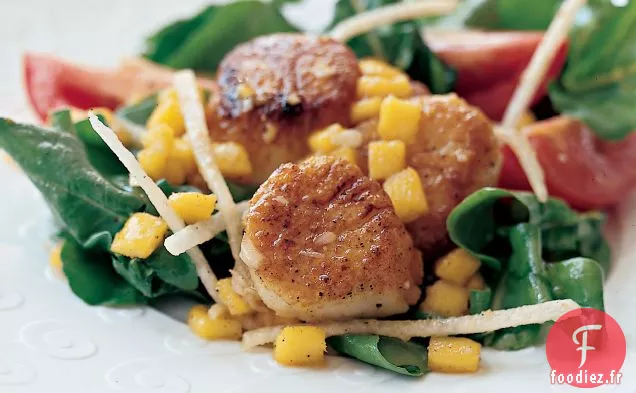 Salade de Pétoncles au Curry avec Vinaigrette à la Mangue