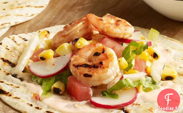 Salpicon de Crevettes Grillées avec Vinaigrette au Miel et au Citron vert