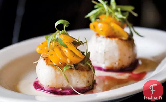 Pétoncles Pochés à la Vinaigrette à l'Estragon