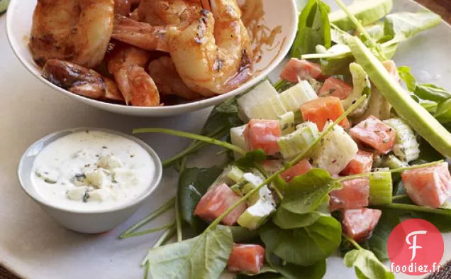 Crevettes de Buffle avec Salade Croquante