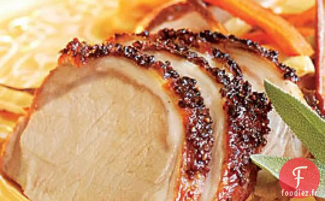 Rôti De Porc Glacé Aux Carottes, Panais Et Poires