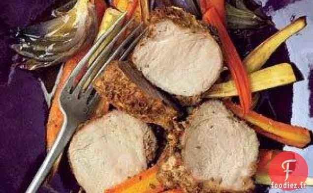 Porc en Croûte De Fenouil Avec Légumes-Racines Rôtis