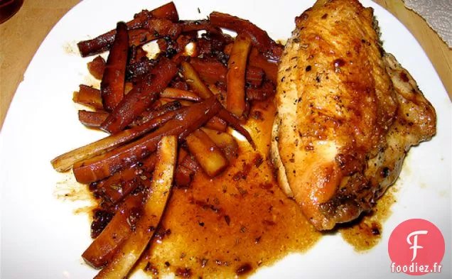Poitrines De Poulet Braisées Au Cidre Dur Et Panais