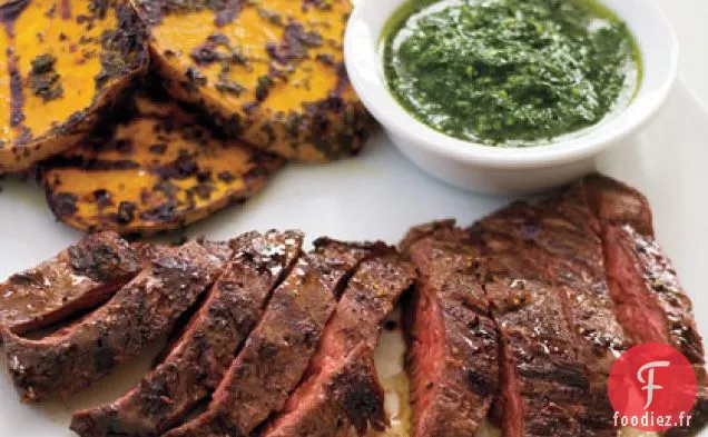 Steak de Jupe Grillé et Pommes de Terre à la Sauce aux Herbes