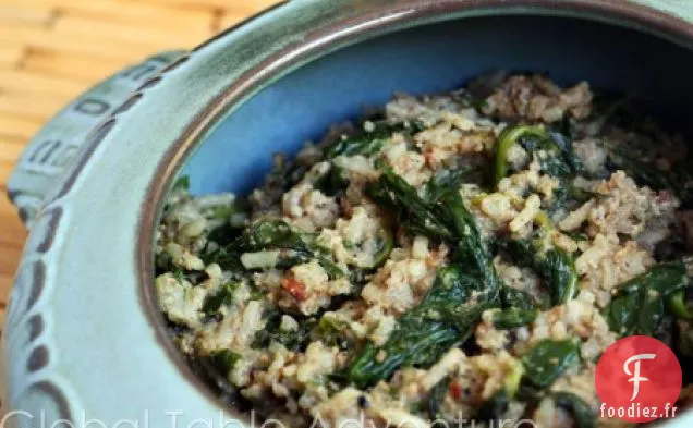 Épinards Et Riz Aux Caroubes Fermentés