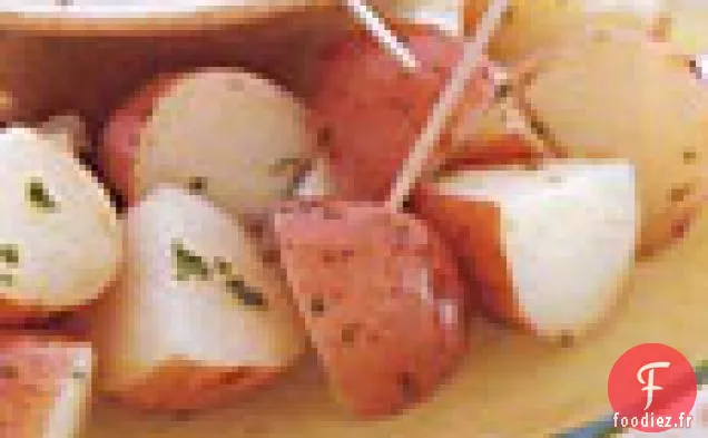 Pommes de Terre Nouvelles avec Fondue aux Trois Fromages