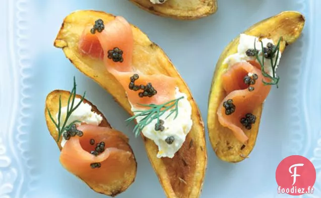Pommes De Terre Rôties Au Cumin Au Caviar Et Saumon Fumé