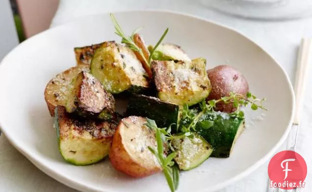 Courgettes Grillées et Pommes de Terre en Croûte de Parmesan
