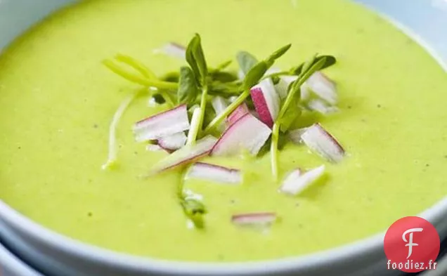 Soupe De Pois Anglais Réfrigérée Au Jambon Et Radis
