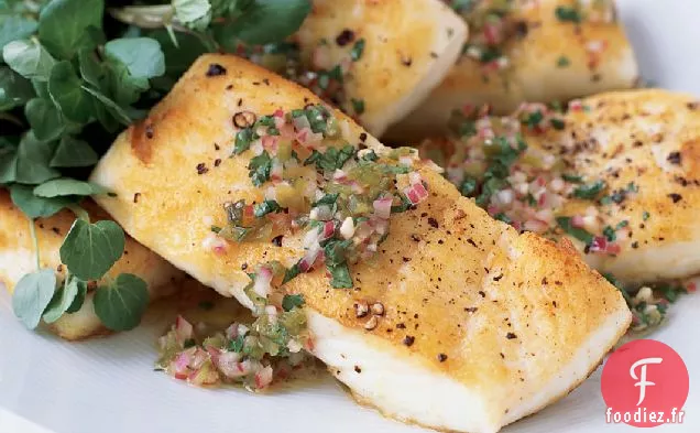 Flétan rôti au Fenouil et Croûtons