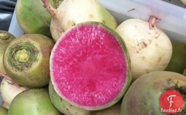 Salade De Radis Pastèque, Coriandre Et Fromage Feta