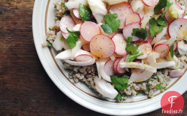 Salade De Céréales, Fenouil Et Radis Avec Vinaigrette Au Beurre Et Au citron