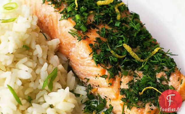 Saumon aux Herbes Fraîches avec Riz au Jasmin