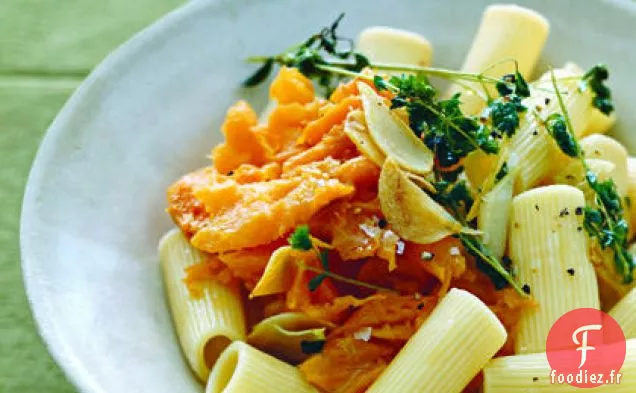 Rigatoni à la Patate Douce, à l'Origan et au Parmesan