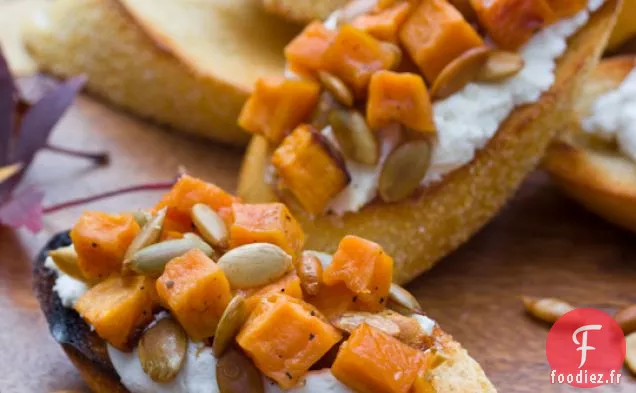 Bruschetta aux Patates Douces et au Fromage de Chèvre