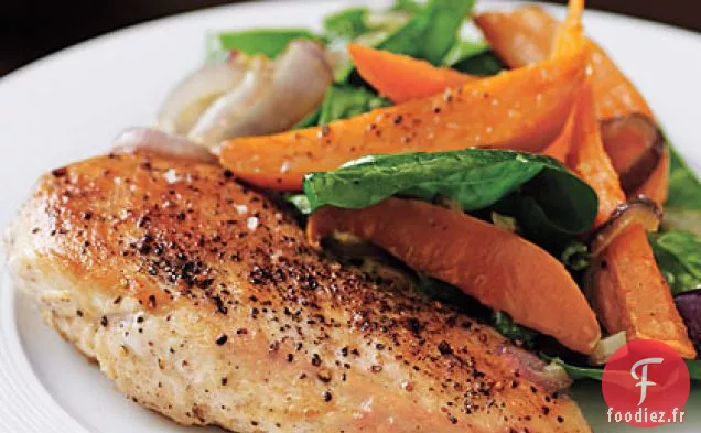 Poulet avec Salade de Patates Douces Rôties
