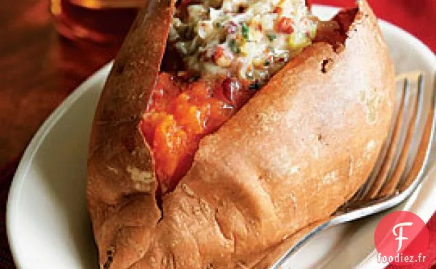 Patates Douces Cuites Au Four Au Beurre D'Érable-Noix De pécan -échalote