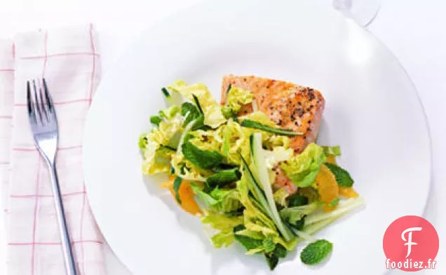Saumon Glacé à la Salade de Concombre et Menthe