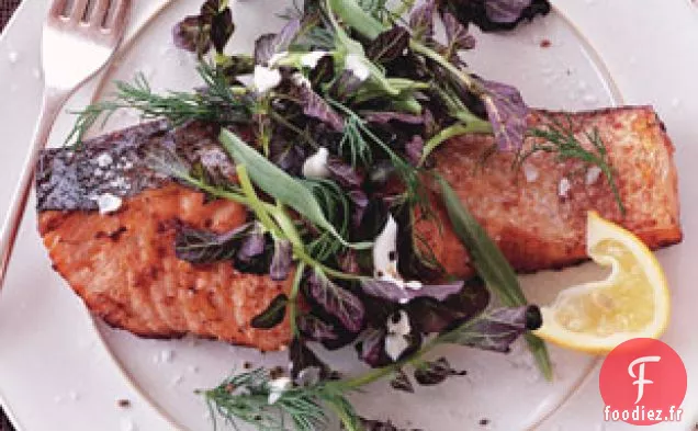 Saumon Sauce Citron-Poivre et Salade Cresson-Herbes