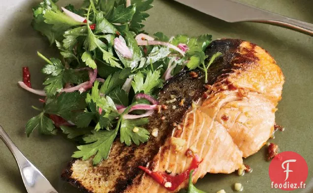 Saumon à la Sauce Vodka et Salade de Persil