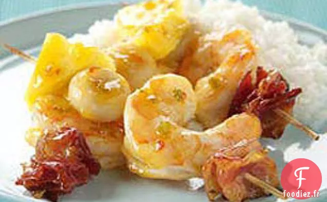 Brochettes de Crevettes et Bacon Aigres-Douces