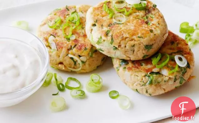 Gâteaux au Saumon à la Sauce Crémeuse au Gingembre et au Sésame