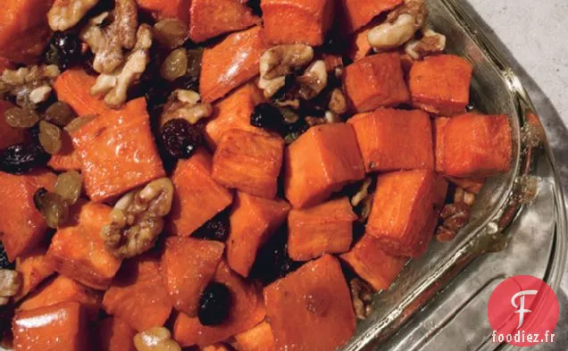 Ignames Grenat Au Sirop D'Érable, Noix Et Raisins Secs À L'Eau De Vie