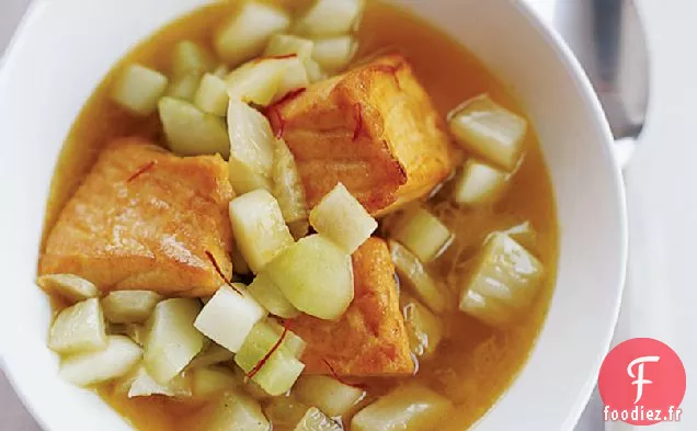 Saumon au Concombre Braisé au Safran et au Fenouil