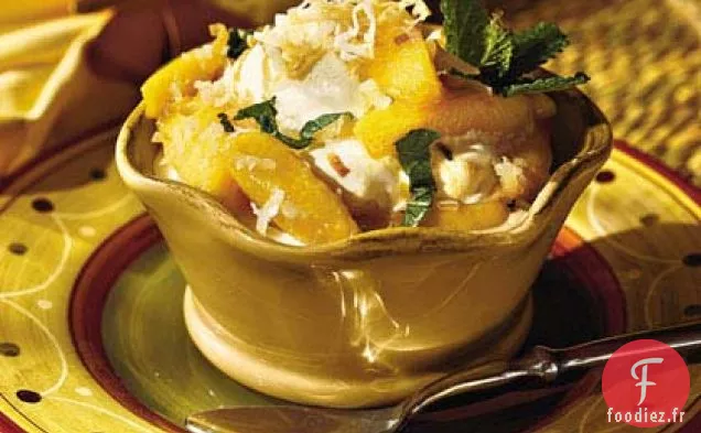 Nectarines À La Menthe Et Glace Ananas-Noix De Coco