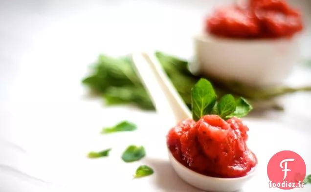 a pour le printemps : sorbet fraise menthe