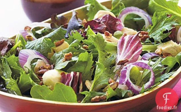 Poulet et Légumes verts printaniers avec Vinaigrette à l'Açai
