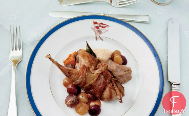 Squab Rôti au Bacon et aux Raisins