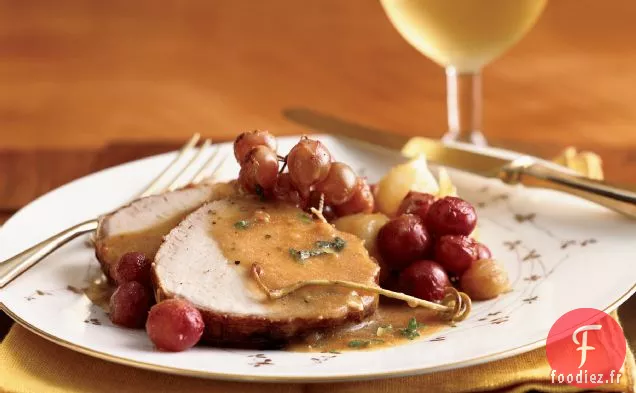 Porc Braisé aux Oignons Perlés et Raisins