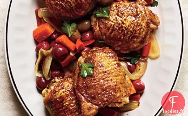 Raisins et Poulet Rôtis aux Épices Marocaines