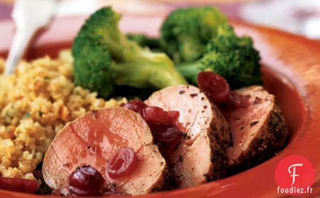 Médaillons de Filet de Porc Rôti avec Sauce aux Canneberges Séchées