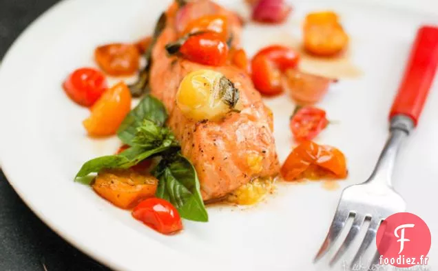 Saumon À La Tomate, Au Basilic Et Au Balsamique
