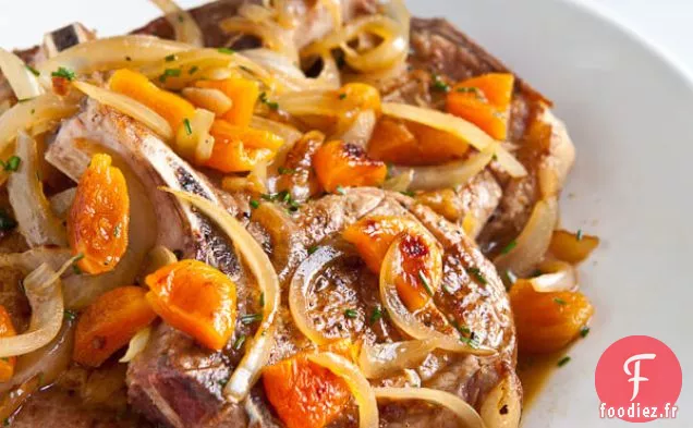 Côtelettes de Porc à la Sauce à l'Eau-de-Vie aux Abricots