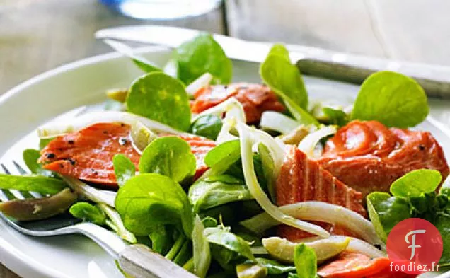 Saumon Rôti au Pourpier, Fenouil et Olives Vertes