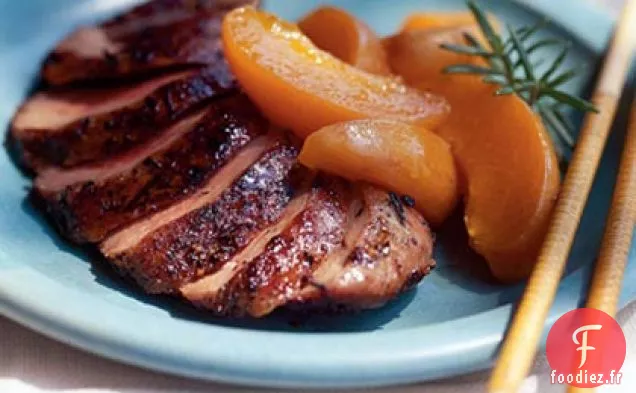 Magret de Canard Frotté au Romarin et Abricots Caramélisés