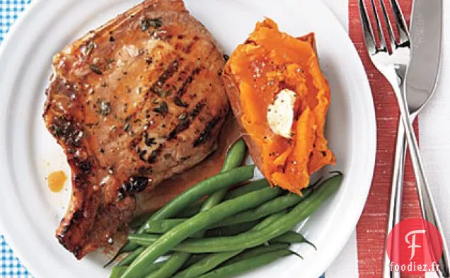 Côtelettes De Porc Grillées Glacées aux Abricots